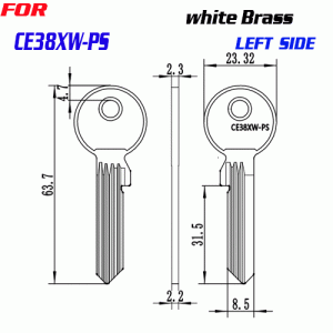 J-044 White Brass CE38XW-PS key blanks Right side