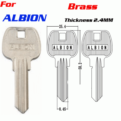F-026 Brass Thickness 2.4mm ALBION door key Blanks Wholesale