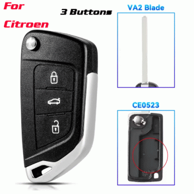 CKS-449 Modified Car Key Case For Peugeot 3 Buttons VA2 blade