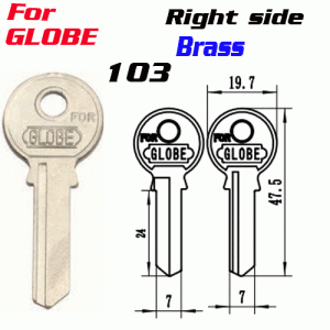T-027 Brass 103 door key blank Right side Wholesale