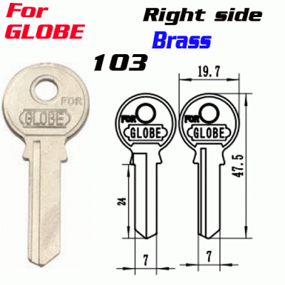 T-027 Brass 103 door key blank Right side Wholesale