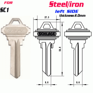 F-156 Steel Thickness 2.0mm SC1 door key Blank LEFT SIDE