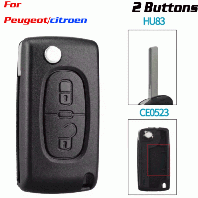 CKS-418 2 Buttons Remote Car Key Shell For Peugeot HU83