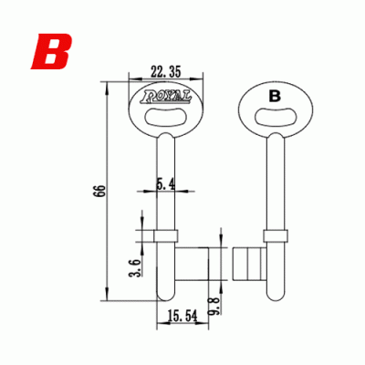 S-035 ROYML B Zinc alloy key blank for door locks