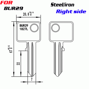 J-076 Steel /iron BUR29 KEY BLANKS Right Side