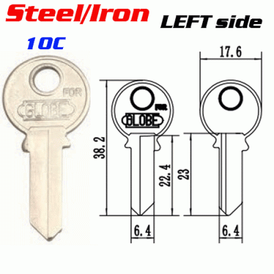 T-035 Steel Iron 10c door key blank left side Wholesale