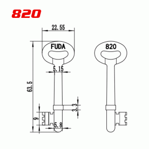 S-033 Number 820 Zinc alloy key blank for door locks
