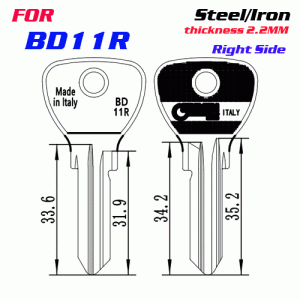 F-272 Steel Thickness 2.2mm BD11R door key blanks Right side
