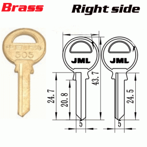 T-052 Brass TL2S door key blank Right side Wholesale