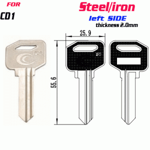 F-157 Steel Thickness 2.0mm CD1 door key Blank LEFT SIDE