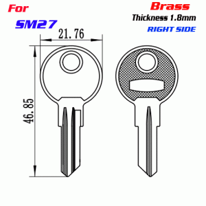 F-226 Brass Thickness 1.8mm SM27 door key blanks Right side