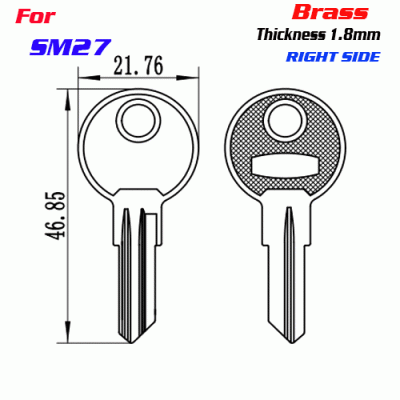 F-226 Brass Thickness 1.8mm SM27 door key blanks Right side