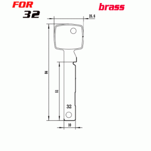 J-116 Brass Number 32 house key blanks