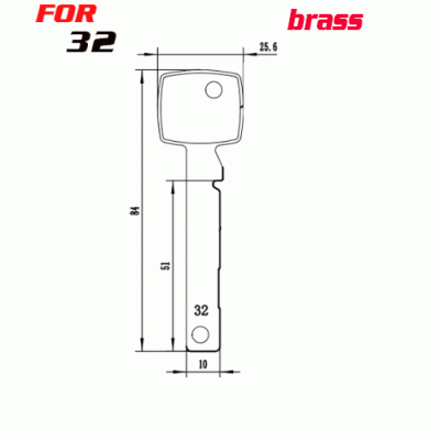 J-116 Brass Number 32 house key blanks