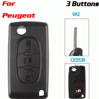 CKS-416 3 Buttons Remote Car Key Shell For Peugeot VA2
