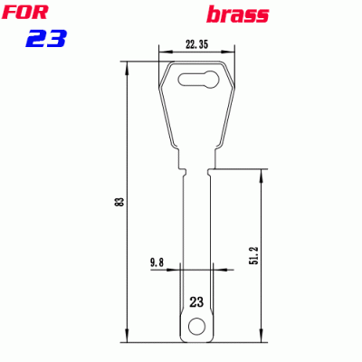 J-132 Brass number 23 House key blanks suppliers