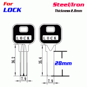 F-204 Steel Thickness 2.8 mm lock door key Blank