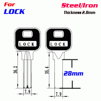F-204 Steel Thickness 2.8 mm lock door key Blank