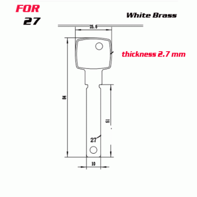 J-124 White Brass Number 27 House key Blanks Suppliers