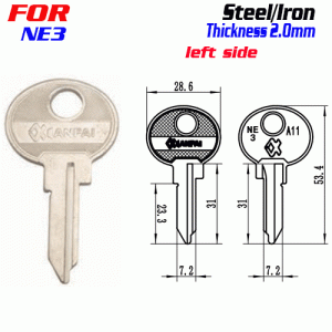 F-285 Steel Thickness 2.0mm NE3 door key blanks LEFT side