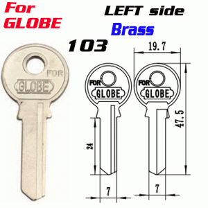 T-026 Brass 103 door key blank LEFT side Wholesale