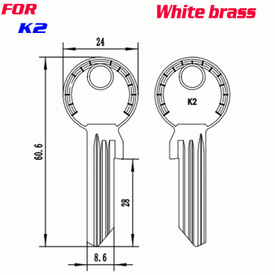 J-141 White brass k2 key blanks suppliers