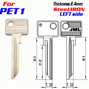 F-317 Steel Thickness 2.4mm PET1 door key blanks LEFT side