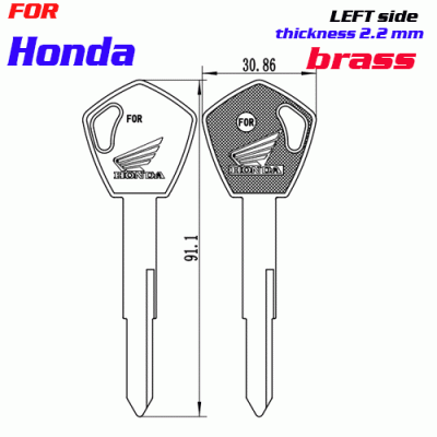 F-250 Brass Thickness 2.2mm HONDA door key blanks Left side
