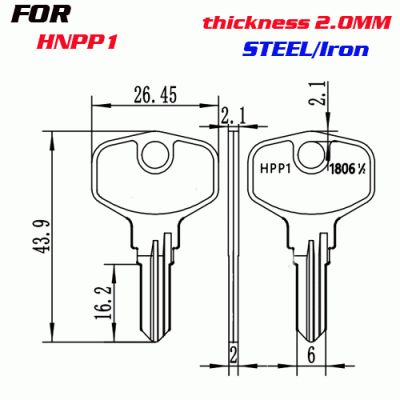 J-009 Steel Iron Thickness 2.0MM House key Blanks HNPP1