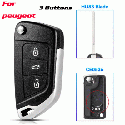CKS-450 Modified Car Key Case For Peugeot 3 Buttons HU83 blade