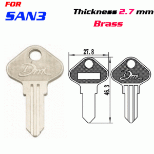 F-088 Brass Thickness 2.7 mm DML door key Blanks