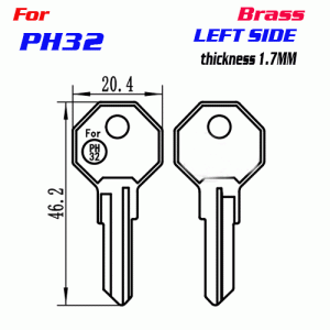 F-182 Brass Thickness 1.7 mm PH32 door key Blank left side