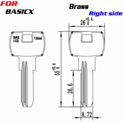 J-101 Brass BASICX KEY BLANKS Right SIDE