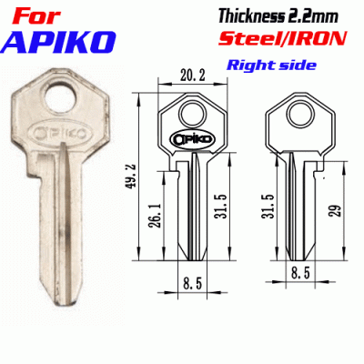 F-341 Steel Thickness 2.2mm APIKO door key blanks right