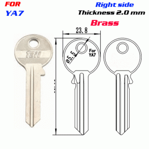 F-077 Brass Thickness 2.0mm YA7 door key Blanks Right side