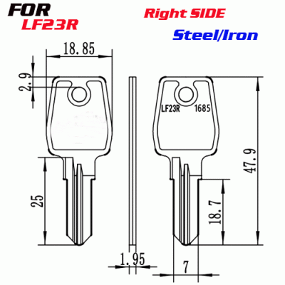 J-016 Steel Iron Thickness 1.95MM House key Blanks LF23R