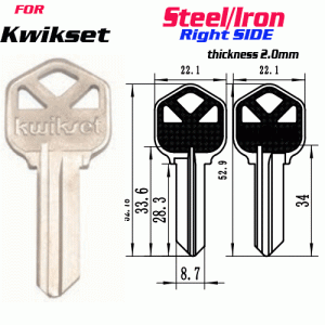 F-140 Steel Thickness 2mm Kwikset door key Blank Right SIDE