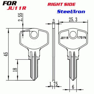 J-013 Steel Iron Thickness 2.0MM House key Blanks JU11R