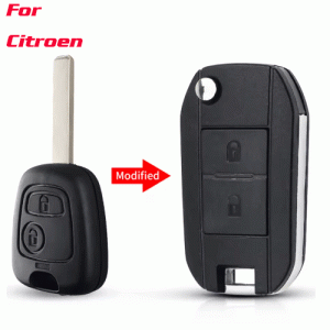 CKS-459 Modified Flip Folding Car Key Case Fob Shell For Peugeot