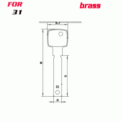 J-123 Brass Number 31 House key Blanks Suppliers
