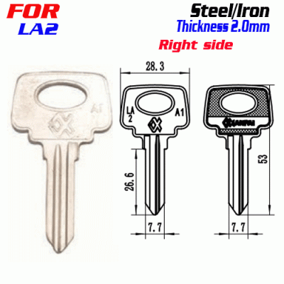 F-284 Steel Thickness 2.0mm LA2 door key blanks Right side