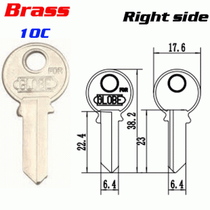T-037 Brass 10c door key blank Right side Wholesale