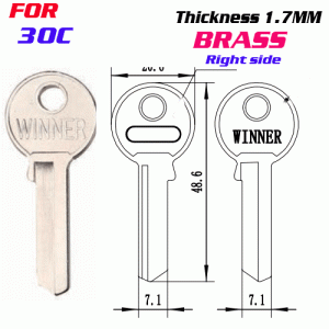 T-055 Brass 30C door key blank Right side Wholesale
