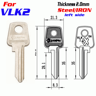 F-332 Steel Thickness 2.0mm VLK2 door key blanks