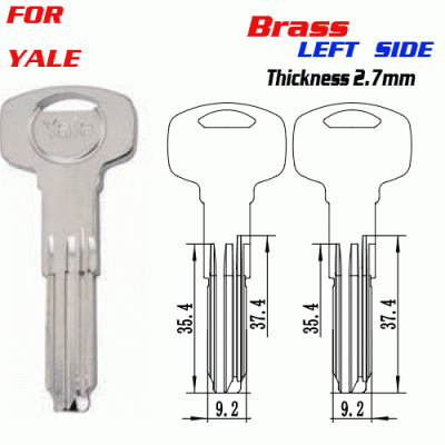 F-177 Brass Thickness 2.7mm YALE door key Blank LEFT SIDE