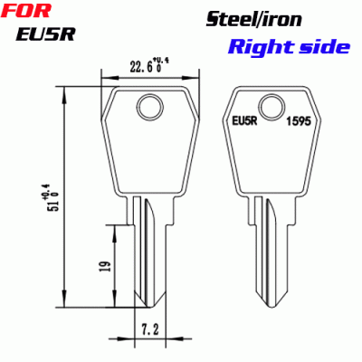 J-078 Steel /iron EU5R KEY BLANKS Right Side
