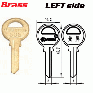 T-053 Brass TL2S door key blank LEFT side Wholesale
