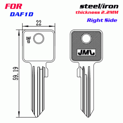F-270 Steel Thickness 2.2mm DAF1D door key blanks Right side