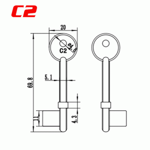 S-016 C2 Zinc alloy key blank for door locks