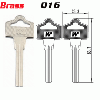 F-019 Brass Q16 door key Blank Supplier